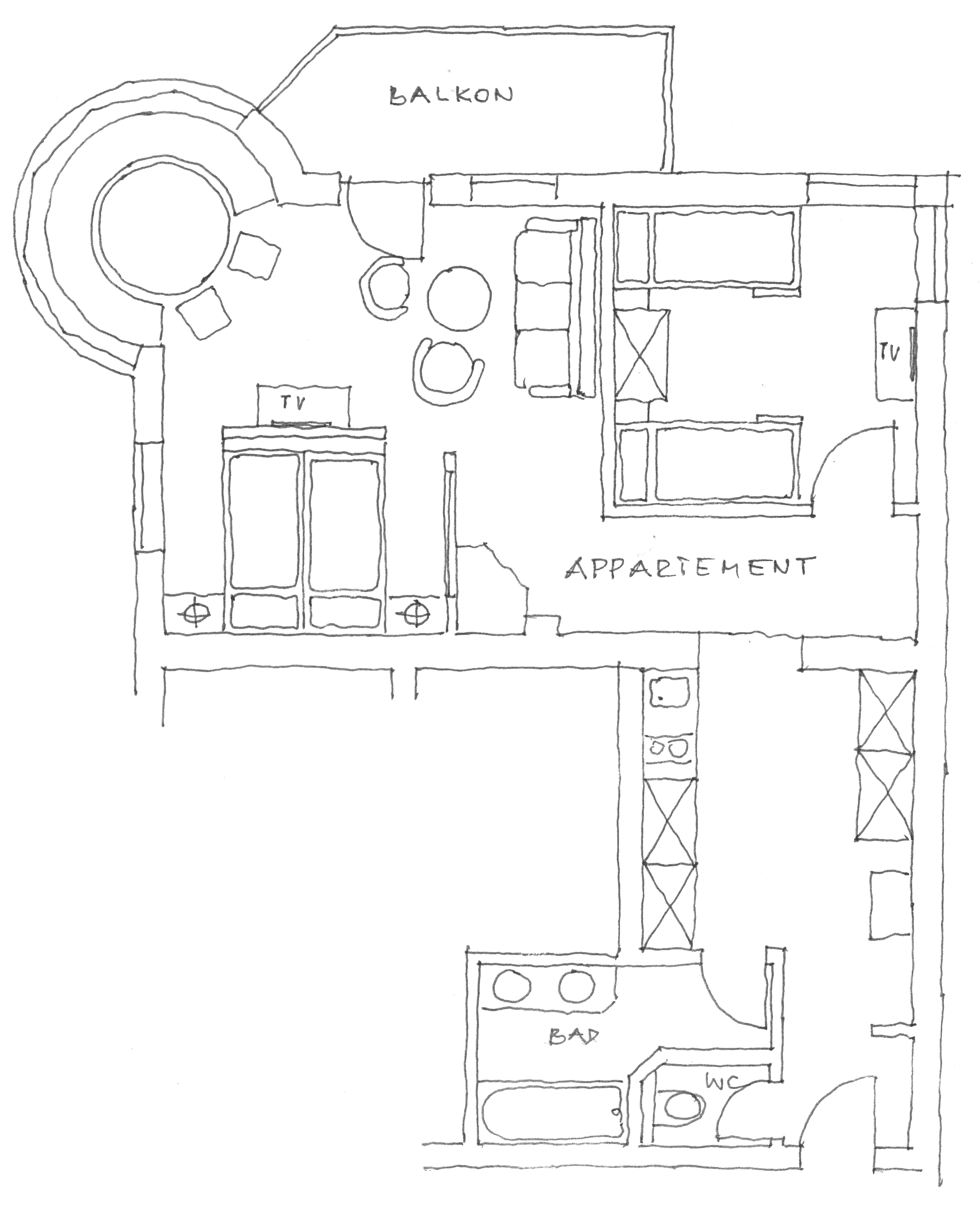 Grundriss Appartement Zauberwinkel 60 m²